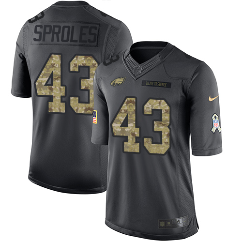 Men's Limited Darren Sproles Nike Jersey Black - #43 2016 Salute to Service NFL Philadelphia Eagles